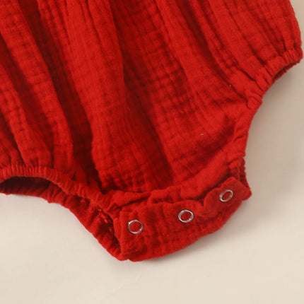 Zomer Pasgeboren Baby Baby Meisjes Romper + Hoofdband Mousseline Mouwloze Rompertjes Kinderen Een Stuk Mode Baby Kleding