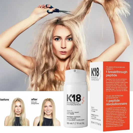 K18 Leave-In Molecular Repair Hair Mask Softens Restores Damaged Hair Deep Keratin Treatment for Scalp Hair Care